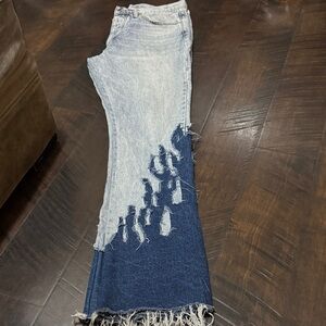MNML Light and Dark Blue Distressed Jeans
